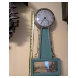 Vintage Gilbert Wall Clock with Painted Landscape Panel