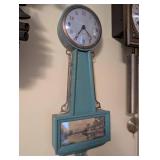 Vintage Gilbert Wall Clock with Painted Landscape Panel