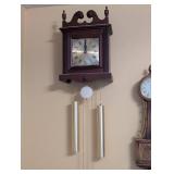 Vintage Wooden Wall Clock with Pendulum and Weights