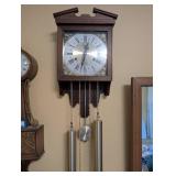Pinec Wall Clock with Pendulum and Weights, Wood Case
