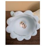 Collection of 5 Vintage Milk Glass Decorative Dishes and Candleholder