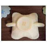 Collection of 5 Vintage Milk Glass Decorative Dishes and Candleholder