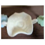 Collection of 5 Vintage Milk Glass Decorative Dishes and Candleholder
