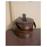 Vintage Wooden Firkin Sugar Bucket with Lid and Handle