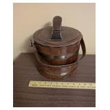 Vintage Wooden Firkin Sugar Bucket with Lid and Handle