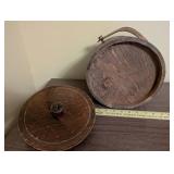 Vintage Wooden Firkin Sugar Bucket with Lid and Handle