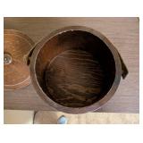 Vintage Wooden Firkin Sugar Bucket with Lid and Handle