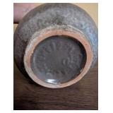 Handcrafted Green Ceramic Vase with Faux Yellow Flowers