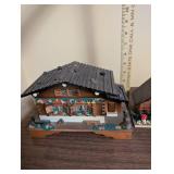 Set of 3 Swiss Chalet Style Wooden Trinket Boxes and Weather House