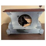 Antique Wooden Mantel Clock with Roman Numeral Dial and Metal Feet