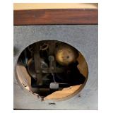 Antique Wooden Mantel Clock with Roman Numeral Dial and Metal Feet