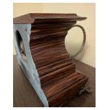 Antique Wooden Mantel Clock with Roman Numeral Dial and Metal Feet