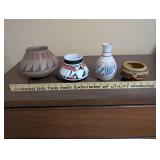 Set of 4 Native American Style Handcrafted Pottery Vases and Bowls
