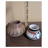 Set of 4 Native American Style Handcrafted Pottery Vases and Bowls