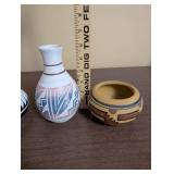 Set of 4 Native American Style Handcrafted Pottery Vases and Bowls