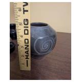 Set of 5 Mexican Black Pottery Miniatures and Ashtray