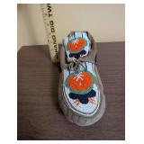 Vintage Beaded Suede Moccasin with Floral Design - Single Shoe