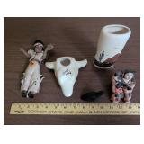 Collection of 5 Native American Style Figurines and Pottery Decor