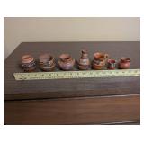 Set of 7 Miniature Hand Painted Southwestern Pottery Vases and Pots