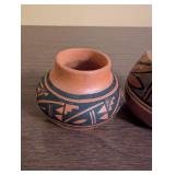 Set of 7 Miniature Hand Painted Southwestern Pottery Vases and Pots