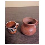 Set of 7 Miniature Hand Painted Southwestern Pottery Vases and Pots
