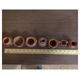 Set of 7 Miniature Hand Painted Southwestern Pottery Vases and Pots