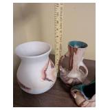 Set of 8 Nemadji Pottery Vases and Bowls with Swirl Patterns