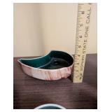 Set of 8 Nemadji Pottery Vases and Bowls with Swirl Patterns