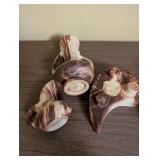 Set of 8 Nemadji Pottery Vases and Bowls with Swirl Patterns