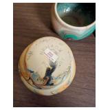 Set of 8 Nemadji Pottery Vases and Bowls with Swirl Patterns