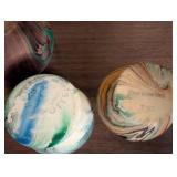 Set of 8 Nemadji Pottery Vases and Bowls with Swirl Patterns