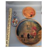 Collection of 11 Norwegian Folk Art Wooden Plates, Spoons, and Wall Decor