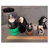 Collection of Nun Figurines, Nun Dolls, and Nunzilla Windup Toys