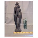 Pair of Modern Abstract Family Sculptures Resin and Metal