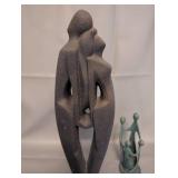 Pair of Modern Abstract Family Sculptures Resin and Metal