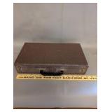 Vintage Poker Set with Chips and Playing Cards in Brown Case