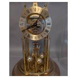 Elgin Anniversary Mantel Clock with Glass Dome and Brass Base