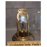 Elgin Anniversary Mantel Clock with Glass Dome and Brass Base