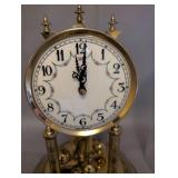Vintage H. Coehler Glass Dome Anniversary Clock with Floral Dial