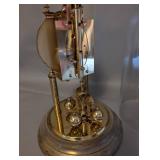 Vintage H. Coehler Glass Dome Anniversary Clock with Floral Dial