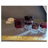 Assorted Collection of Antique Ruby Glass, Pottery, and Porcelain Pieces