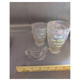 Vintage Art Glass Collection Including Fenton Vases, Hobnail Trinket Box, and Decorative Pieces