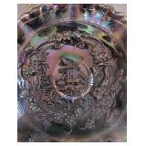 Vintage Carnival Glass Windmill Bowl and Green Compote Dish