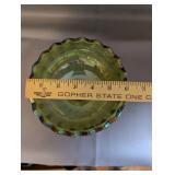 Vintage Carnival Glass Windmill Bowl and Green Compote Dish