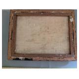 Vintage Framed Landscape Painting with Village Scene