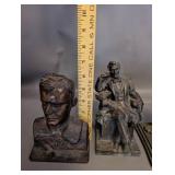 Collection of Decorative Bookends and Bust Statues - Metal, Frog, Glass Horse Head