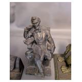 Collection of Decorative Bookends and Bust Statues - Metal, Frog, Glass Horse Head