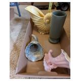 Set of 4 Vintage Ceramic Vases and Planters Varied Shapes and Colors