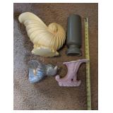 Set of 4 Vintage Ceramic Vases and Planters Varied Shapes and Colors