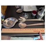Collection of Vintage Silverplate and Pewter Serving Pieces and Decor